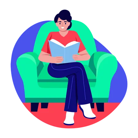 Woman reading book  Illustration