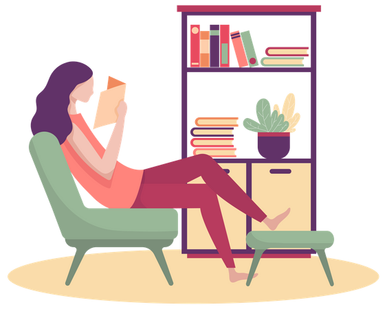 Woman reading book  Illustration