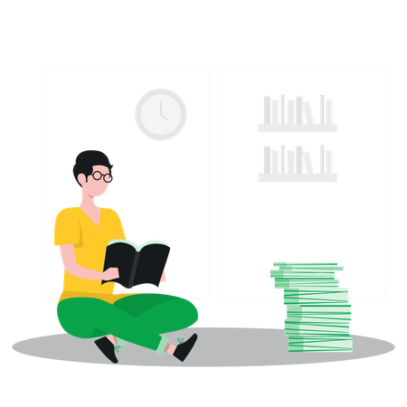 Woman reading book  Illustration