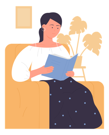 Woman reading book  Illustration