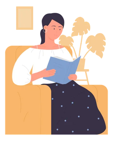 Woman reading book  Illustration