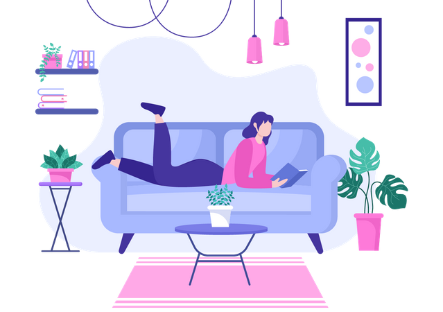 Woman reading book  Illustration