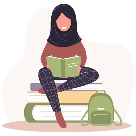 Woman reading book  Illustration