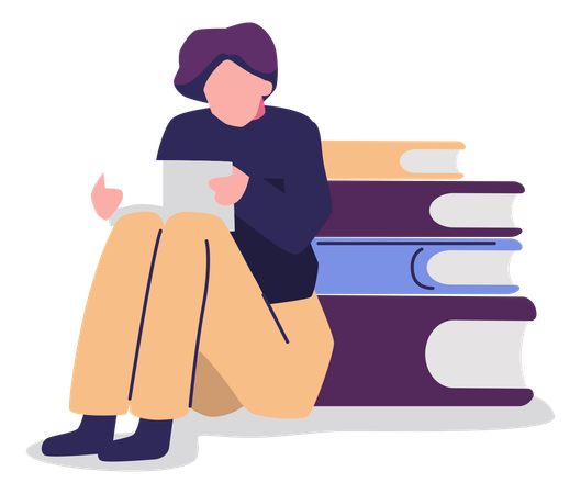Woman Reading Book  Illustration