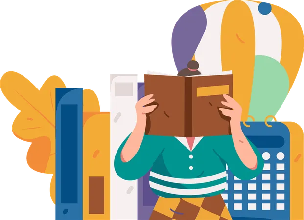 Woman reading books  Illustration