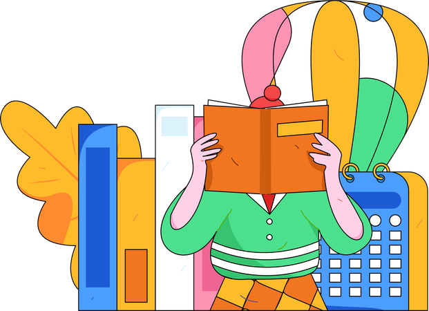 Woman reading books  Illustration