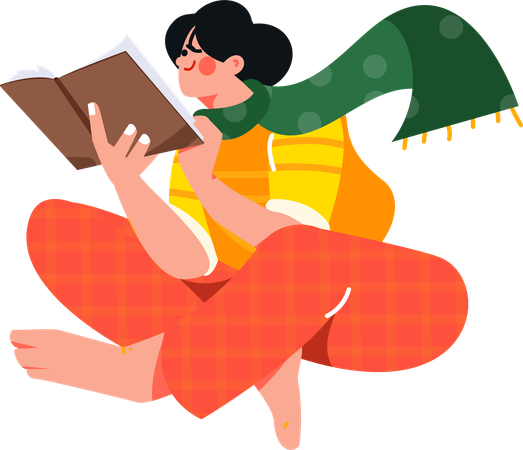 Woman reading books in free time  Illustration