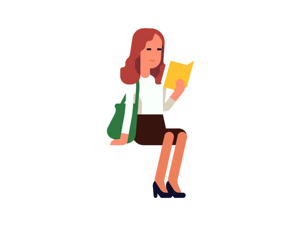 Woman reading business magazine  Illustration