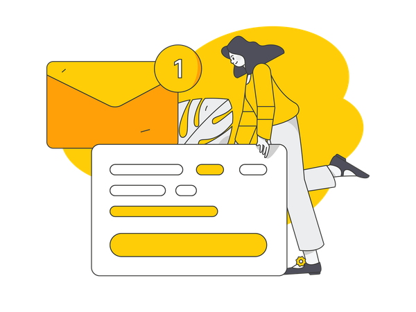 Woman reading email  Illustration