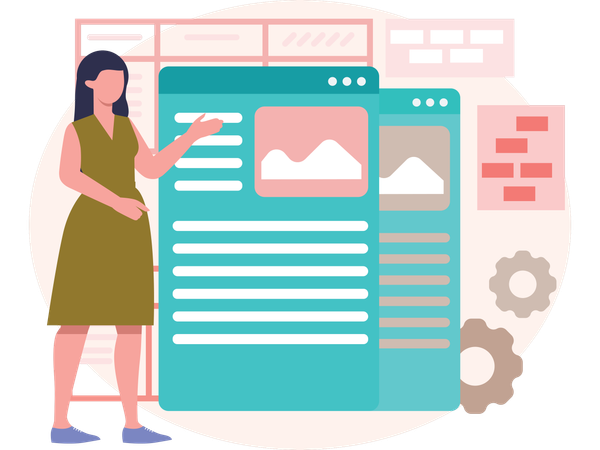Woman reading Information  Illustration