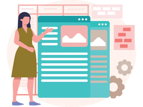 Woman reading Information  Illustration