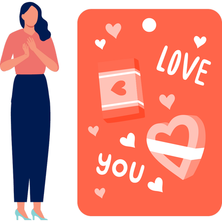 Woman reading love book  Illustration