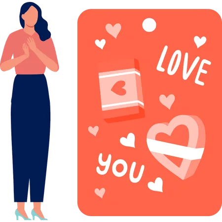 Woman reading love book  Illustration