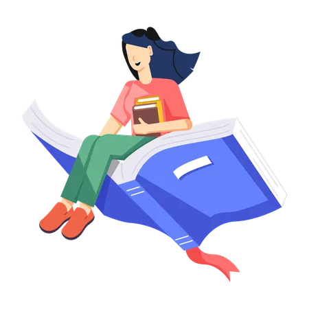 Woman Reading Novel  Illustration