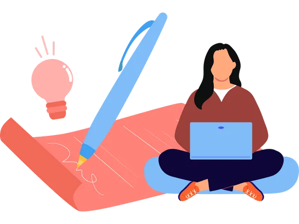 Woman Reading online letter  Illustration
