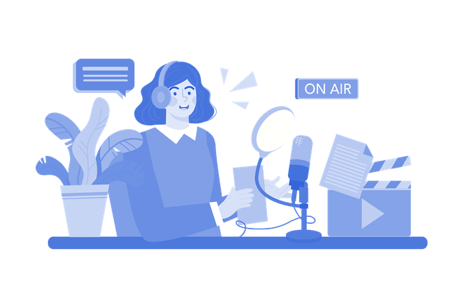 Woman Reading Podcast Script  イラスト