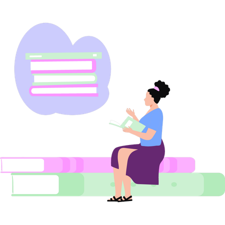 Woman reading story from book  Illustration