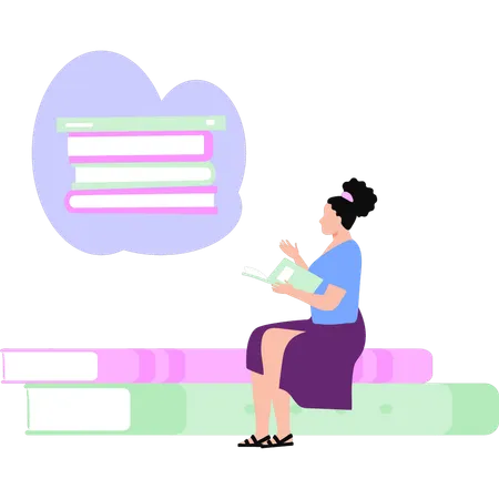 Woman reading story from book  Illustration