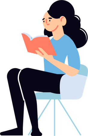 Woman reads book in free time  Illustration