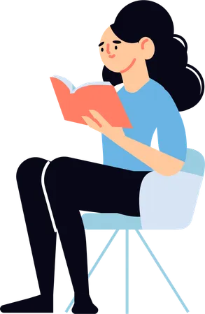 Woman reads book in free time  Illustration