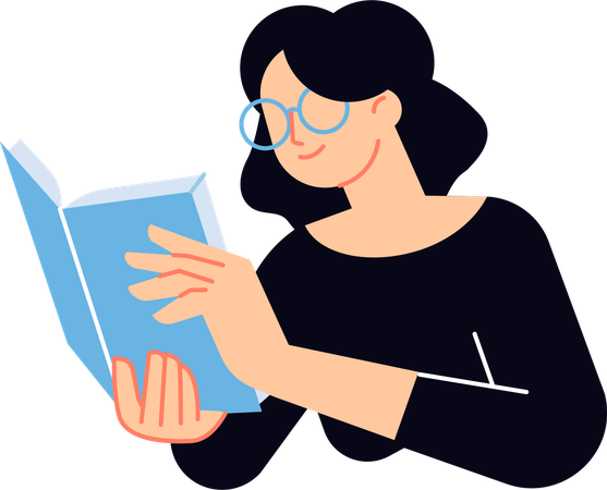 Woman reads book in leisure time  Illustration