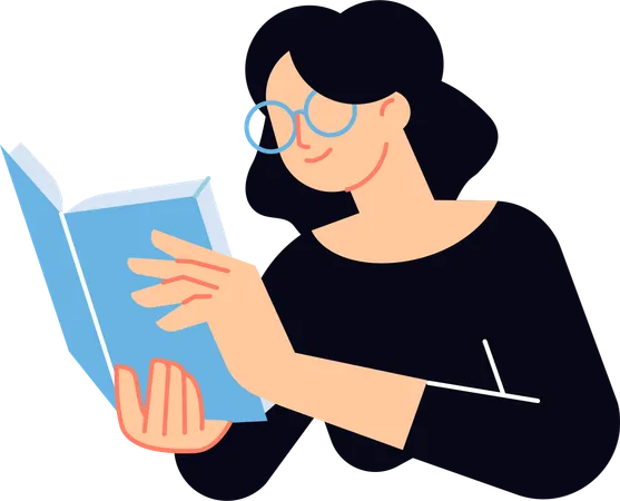 Woman reads book in leisure time  Illustration