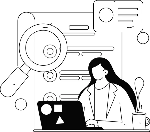 Woman reads inbox messages  Illustration