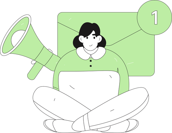 Woman reads shopping mails  Illustration