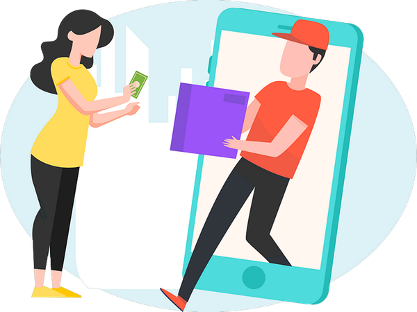 Woman Receive Delivery Box  Illustration