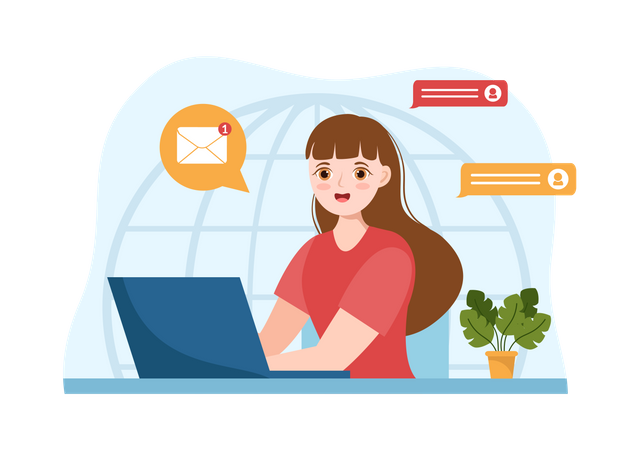 Woman receive marketing email Illustration