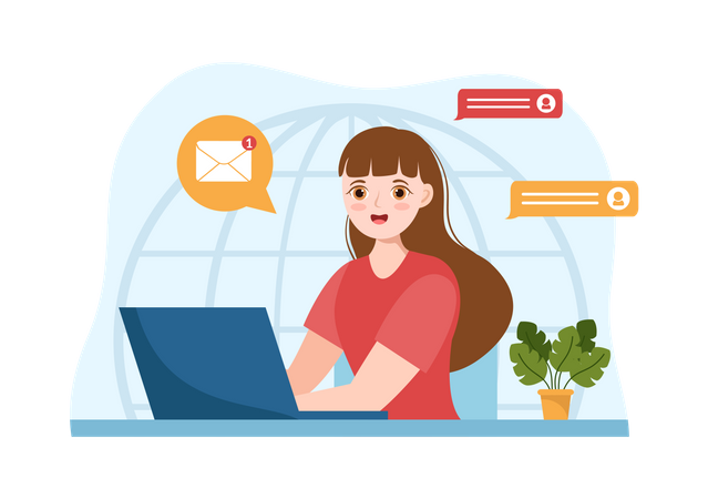 Woman receive marketing email  Illustration