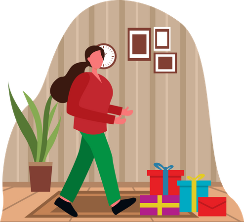Woman received Christmas gifts Illustration