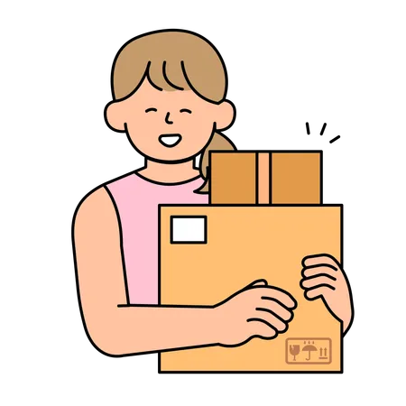 Woman Holding A Package Simple Vector Illustration