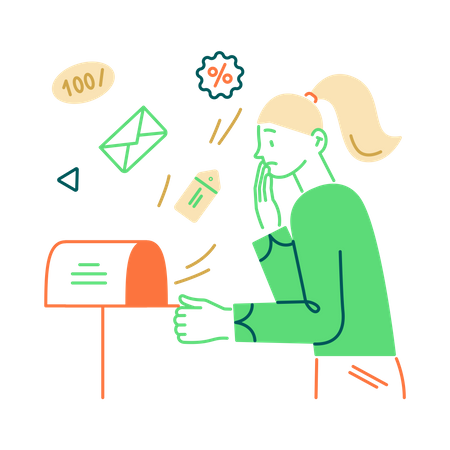 Woman received offers in mail  Illustration