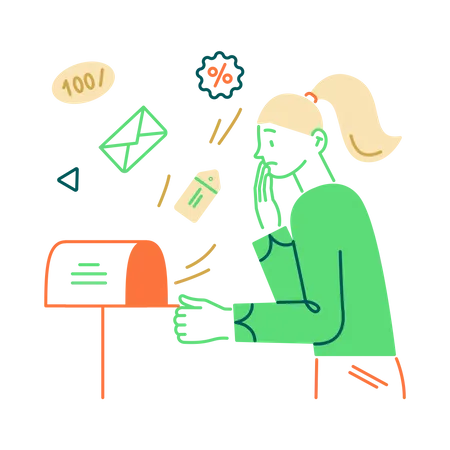 Woman received offers in mail  Illustration