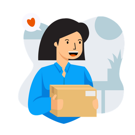 Woman Received Packet  Illustration