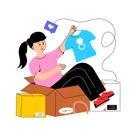 Woman Received Parcel  Illustration