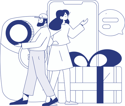 Woman receives bitcoin money in shopping  Illustration