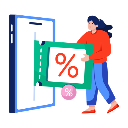 Woman receives Discount card  Illustration