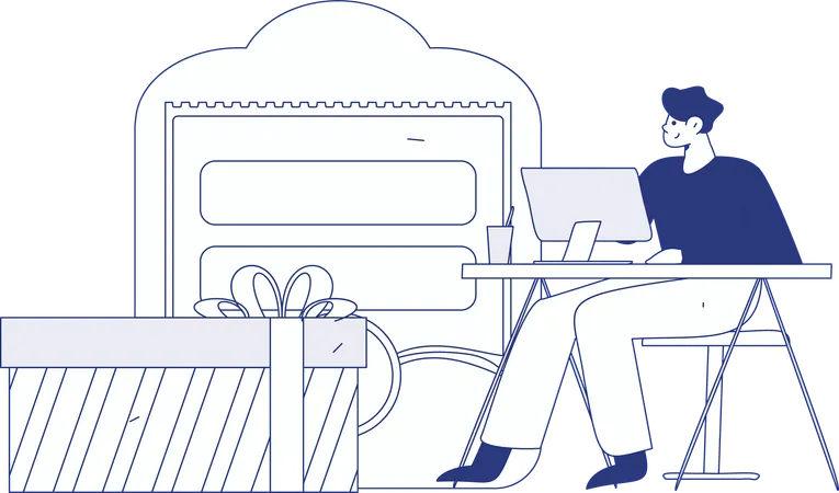 Woman receives financial coupon in sale shopping  Illustration
