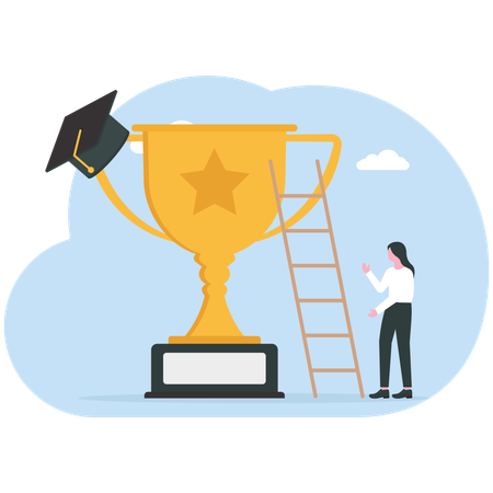 Woman receives graduation targets  Illustration