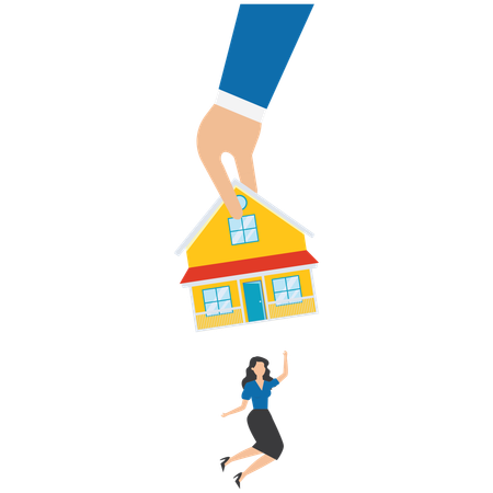 Woman receives house from their parent inheritance  Illustration