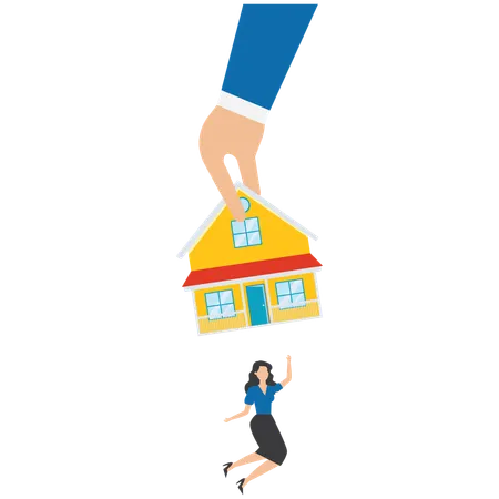 Woman receives house from their parent inheritance  Illustration