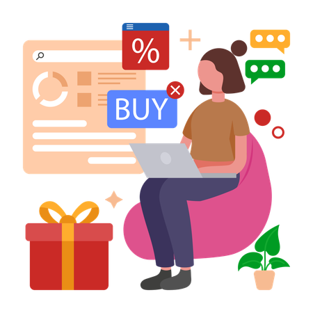 Woman receives Loyalty Program  Illustration