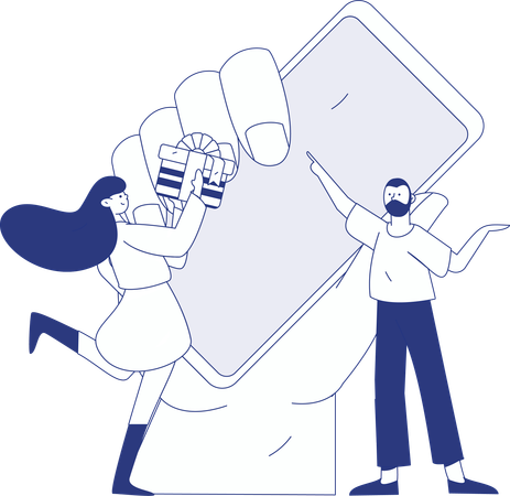 Woman receives shopping cashback offer  Illustration