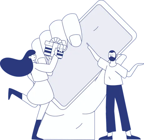 Woman receives shopping cashback offer  Illustration