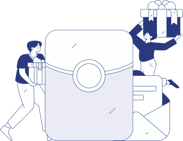 Woman receives shopping coupons  Illustration