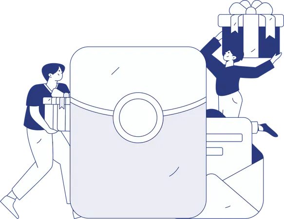 Woman receives shopping coupons  Illustration