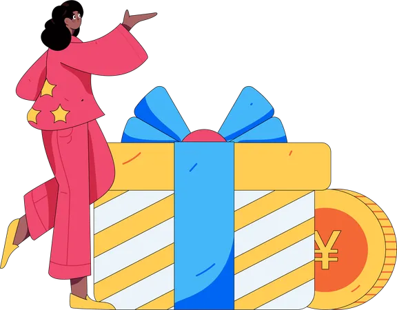 Woman receives shopping gift  Illustration