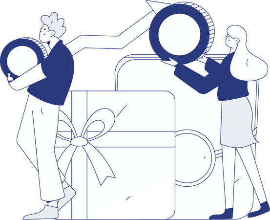 Woman receives shopping gift  Illustration